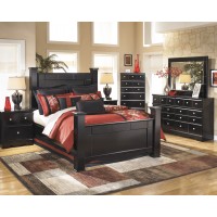 Shay 8 Pc. Bedroom - Dresser, Mirror, Chest, Queen Poster Bed & Nightstand