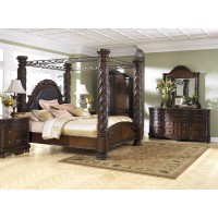 North Shore 8 Pc. Bedroom - Dresser, Mirror, Cal King Poster Bed with Canopy and Nightstand